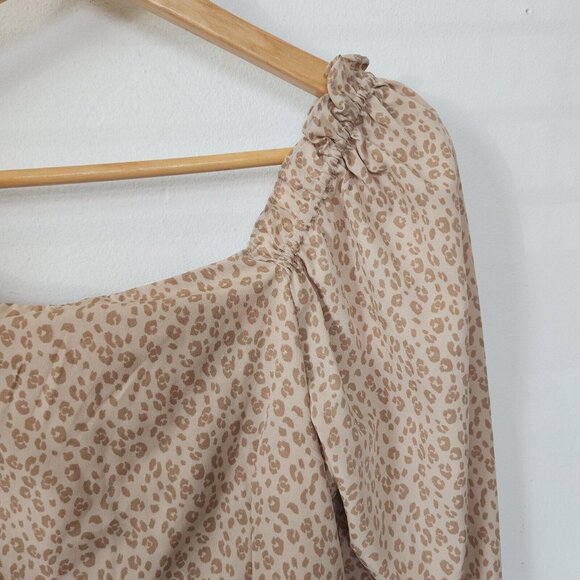 VERO MODA Center Ruching Animal Print Long Sleeve Lined Dress NEW Size 10272530 - Picture 5 of 6